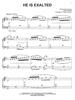 page one of He Is Exalted (arr. Phillip Keveren) (Piano Solo)