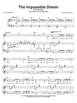 page one of The Impossible Dream (The Quest) (Piano, Vocal & Guitar Chords (Right-Hand Melody))