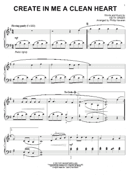 page one of Create In Me A Clean Heart (arr. Phillip Keveren) (Piano Solo)