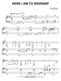 page one of Here I Am To Worship (Piano, Vocal & Guitar Chords (Right-Hand Melody))