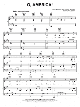 page one of O, America! (Piano, Vocal & Guitar Chords (Right-Hand Melody))