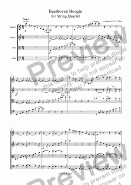 page one of Beethoven - BOOGIE - for string quartet