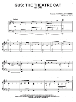 page one of Gus: The Theatre Cat (from Cats) (Piano Solo)