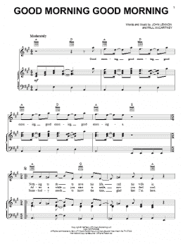 page one of Good Morning Good Morning (Piano, Vocal & Guitar Chords (Right-Hand Melody))