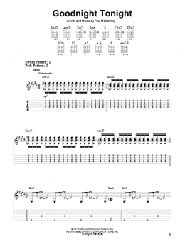 page one of Goodnight Tonight (Easy Guitar Tab)