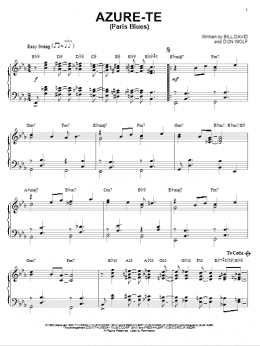 page one of Azure-Te (Paris Blues) (arr. Brent Edstrom) (Piano Solo)