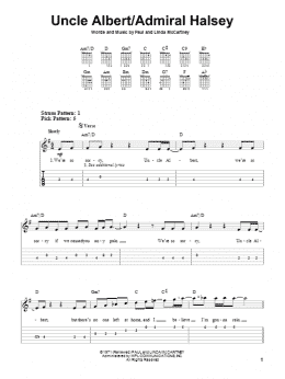 page one of Uncle Albert / Admiral Halsey (Easy Guitar Tab)