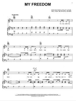 page one of My Freedom (Piano, Vocal & Guitar Chords (Right-Hand Melody))