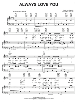 page one of Always Love You (Piano, Vocal & Guitar Chords (Right-Hand Melody))