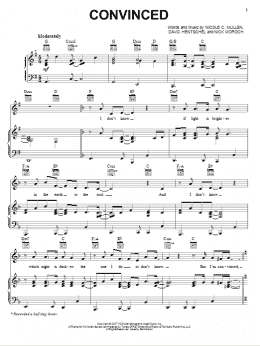 page one of Convinced (Piano, Vocal & Guitar Chords (Right-Hand Melody))