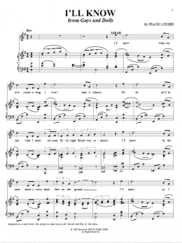 page one of I'll Know (Piano & Vocal)