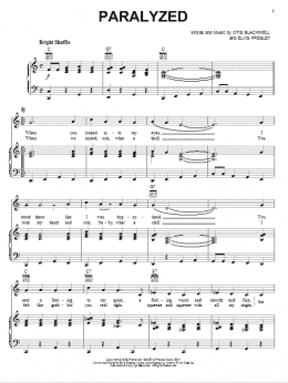 page one of Paralyzed (Piano, Vocal & Guitar Chords (Right-Hand Melody))