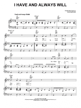 page one of I Have And Always Will (Piano, Vocal & Guitar Chords (Right-Hand Melody))
