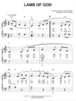 page one of Lamb Of God (arr. Phillip Keveren) (Big Note Piano)