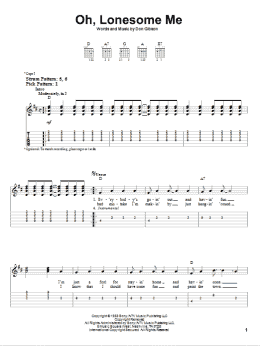 page one of Oh, Lonesome Me (Easy Guitar Tab)