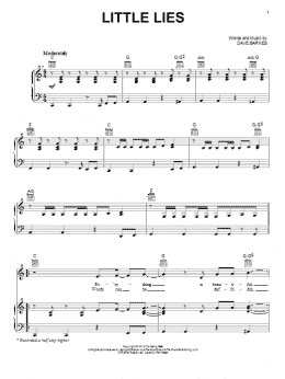page one of Little Lies (Piano, Vocal & Guitar Chords (Right-Hand Melody))