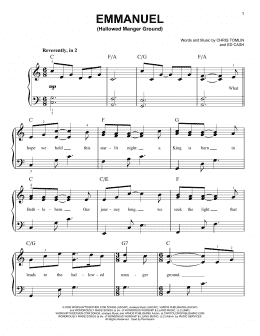 page one of Emmanuel (Hallowed Manger Ground) (Easy Piano)