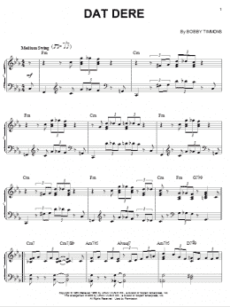 page one of Dat Dere (Piano Solo)