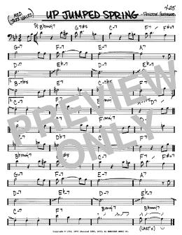 page one of Up Jumped Spring (Real Book – Melody & Chords – Bass Clef Instruments)