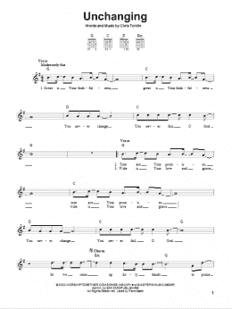 page one of Unchanging (Easy Guitar)