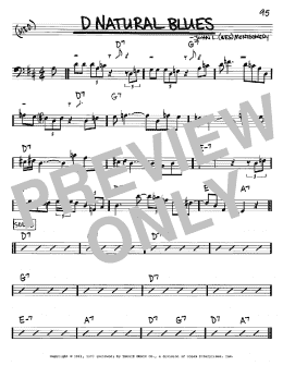 page one of D Natural Blues (Real Book – Melody & Chords – Bass Clef Instruments)