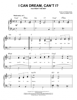 page one of I Can Dream, Can't I? (from Right This Way) (Easy Piano)