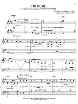 page one of I'm Here (Easy Piano)