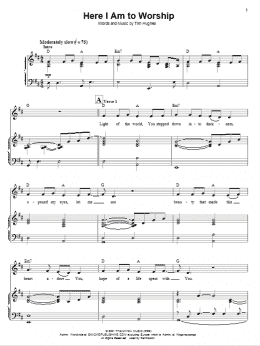 page one of Here I Am To Worship (Piano & Vocal)