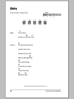 page one of Elvira (Guitar Chords/Lyrics)