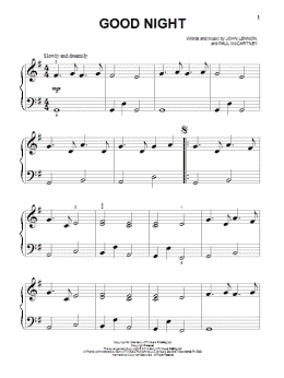 page one of Good Night (Beginning Piano Solo)