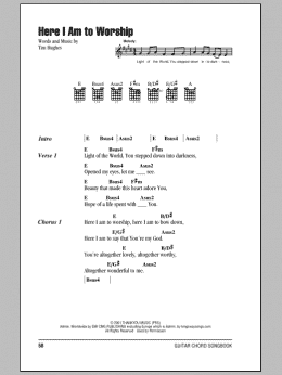 page one of Here I Am To Worship (Guitar Chords/Lyrics)