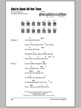 page one of God Is Good All The Time (Guitar Chords/Lyrics)