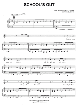 page one of School's Out (Piano, Vocal & Guitar Chords (Right-Hand Melody))