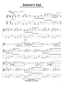 page one of School's Out (Guitar Tab (Single Guitar))