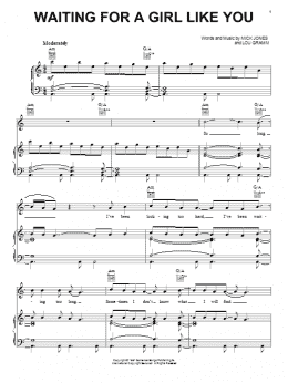 page one of Waiting For A Girl Like You (Piano, Vocal & Guitar Chords (Right-Hand Melody))