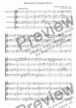 page one of Recercari et Canzoni