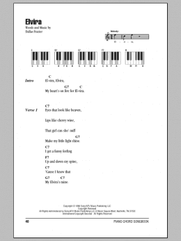 page one of Elvira (Piano Chords/Lyrics)