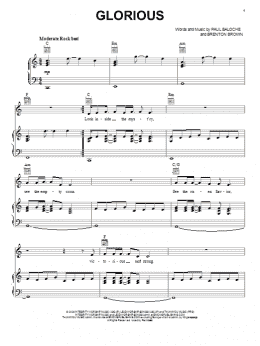 page one of Glorious (Piano, Vocal & Guitar Chords (Right-Hand Melody))