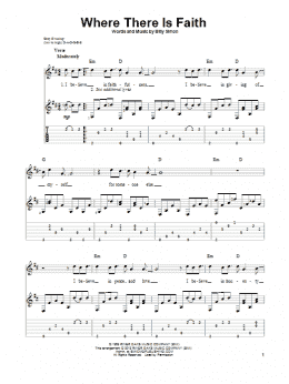 page one of Where There Is Faith (Solo Guitar)