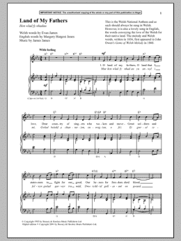 page one of Land Of My Fathers (Piano & Vocal)