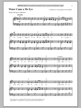 page one of Water Come A Me Eye (Piano & Vocal)