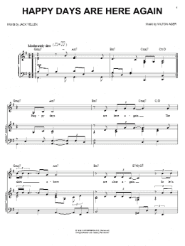 page one of Happy Days Are Here Again (Piano, Vocal & Guitar Chords (Right-Hand Melody))