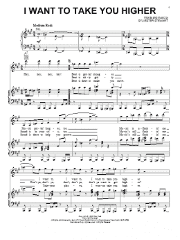 page one of I Want To Take You Higher (Piano, Vocal & Guitar Chords (Right-Hand Melody))