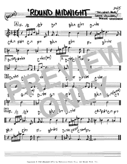 page one of 'Round Midnight (Real Book – Melody & Chords – Bb Instruments)