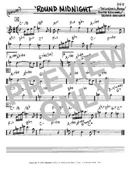 page one of 'Round Midnight (Real Book – Melody & Chords – Eb Instruments)