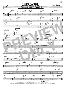 page one of Cherokee (Indian Love Song) (Real Book – Melody & Chords – Bass Clef Instruments)