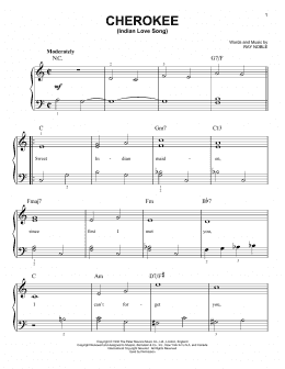 page one of Cherokee (Indian Love Song) (Easy Piano)