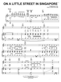 page one of On A Little Street In Singapore (Piano, Vocal & Guitar Chords (Right-Hand Melody))