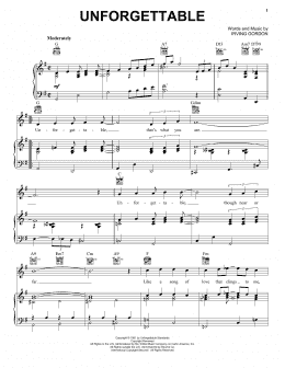 page one of Unforgettable (Piano, Vocal & Guitar Chords (Right-Hand Melody))