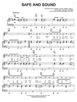 page one of Safe And Sound (Piano, Vocal & Guitar Chords (Right-Hand Melody))